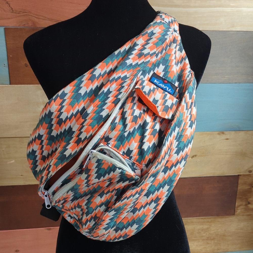 Kavu Men's Zigzag Belt Bag - Orange, Green, and White